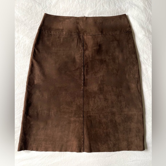 Vintage Margaret Godfrey 70s Brown Suede Skirt - Picture 1 of 6